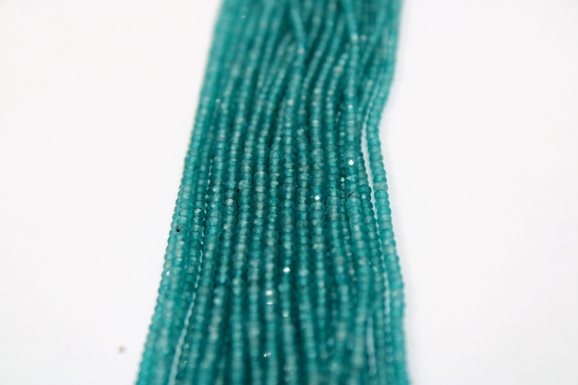 5 Strings Finest Quality And Colour Apatite Faceted Rondelles - Apetite Beads Wholesale  2mm- 2.5mm Size 13 Inches Length