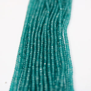 5 Strings Finest Quality And Colour Apatite Faceted Rondelles - Apetite Beads Wholesale  2mm- 2.5mm Size 13 Inches Length