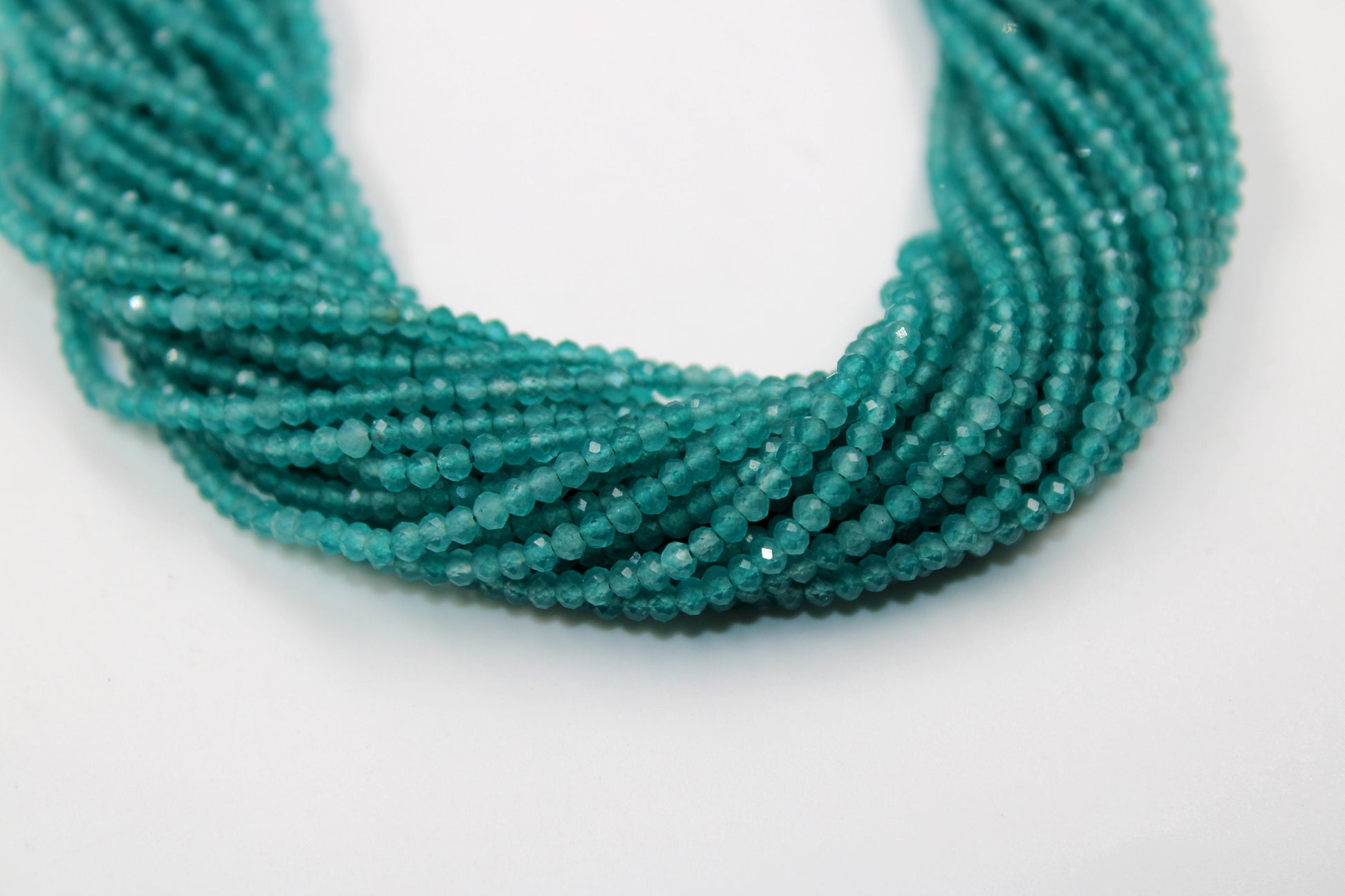 5 Strings Finest Quality And Colour Apatite Faceted Rondelles - Apetite Beads Wholesale  2mm- 2.5mm Size 13 Inches Length