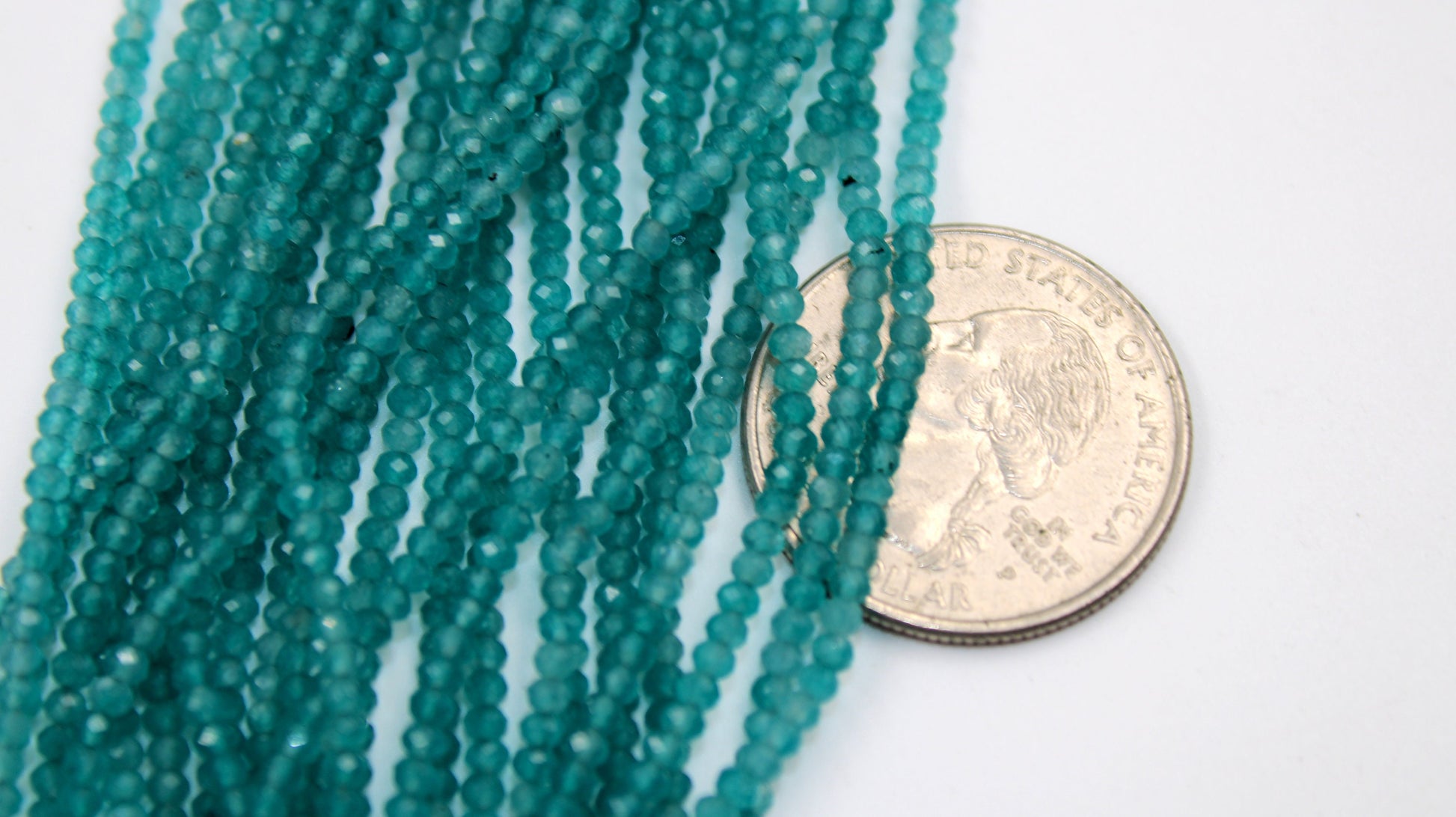 5 Strings Finest Quality And Colour Apatite Faceted Rondelles - Apetite Beads Wholesale  2mm- 2.5mm Size 13 Inches Length
