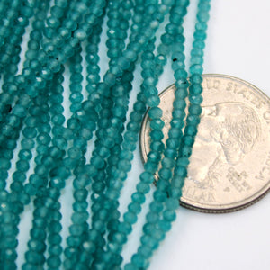 5 Strings Finest Quality And Colour Apatite Faceted Rondelles - Apetite Beads Wholesale  2mm- 2.5mm Size 13 Inches Length