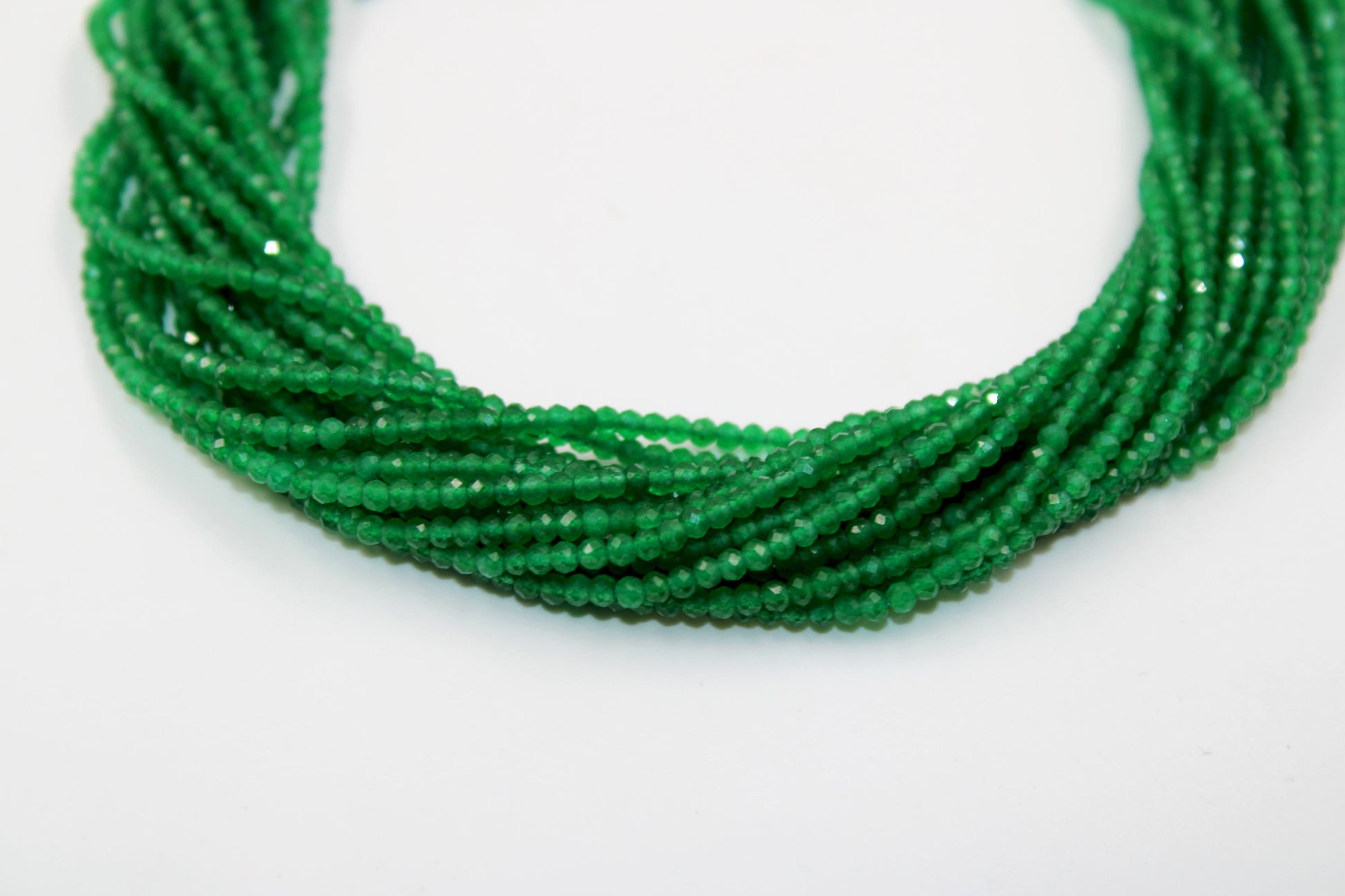 5 Strands Green Onyx Rondelles, Faceted Roundelles Beads, Green Onyx Gemstone beads, jewelry making supplies 2.5mm-3.00mm 13 inch Long