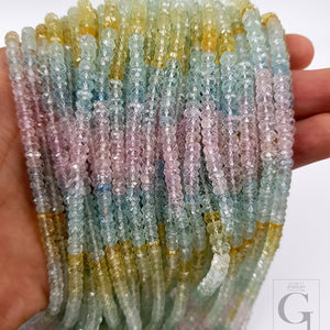 AAA quality multi shaded aquamarine stone beads size 5mm - 6mm hole size 0.5mm-0.6mm string size 13" to 16" available in stock ,stone beads