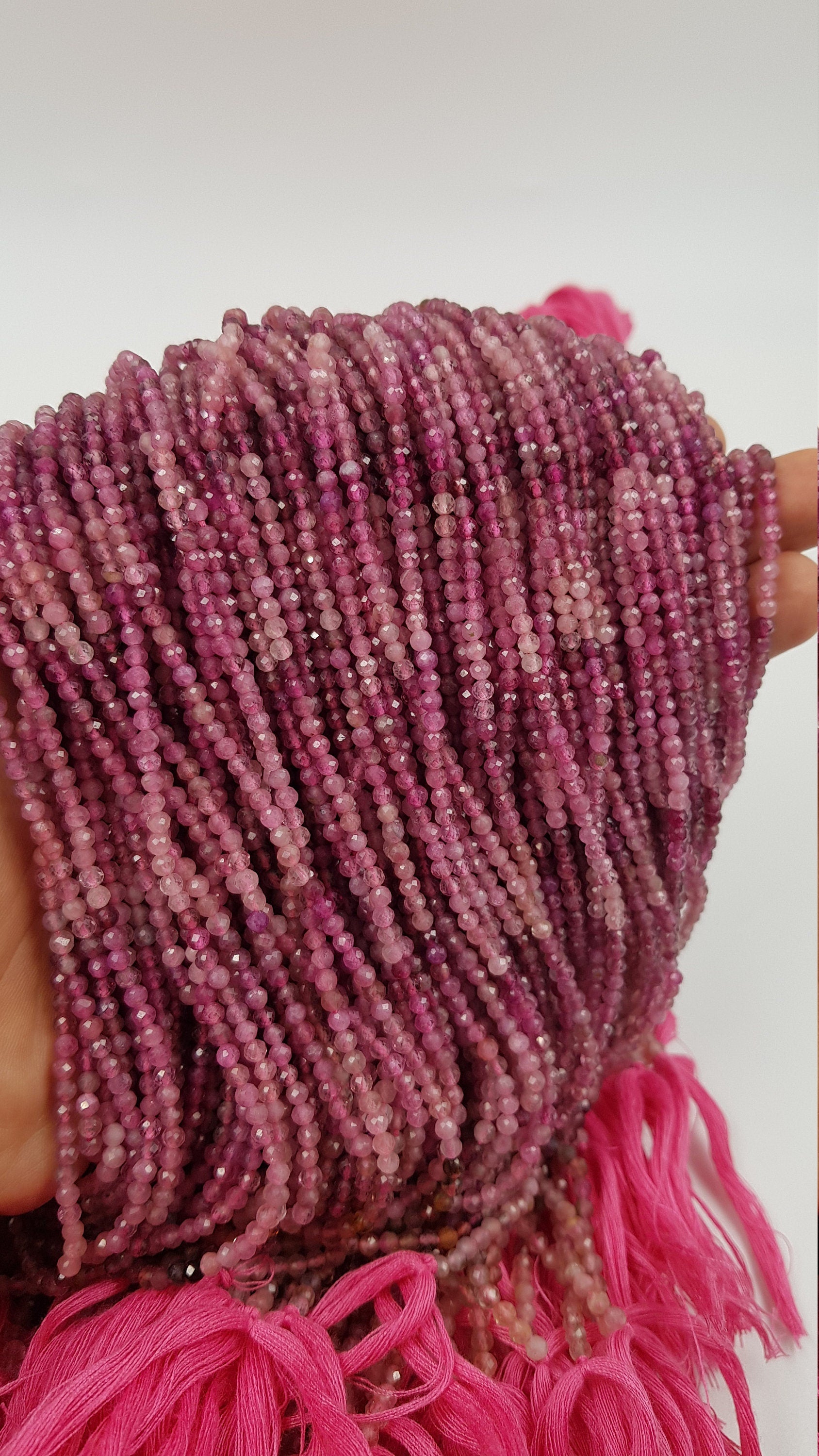 5 Strands Multi Shaded Tourmaline Rondelles, Faceted Beads, Pink Gemstone Beads, Jewelry Making Supplies 13 inch,Designer Supplies Bead