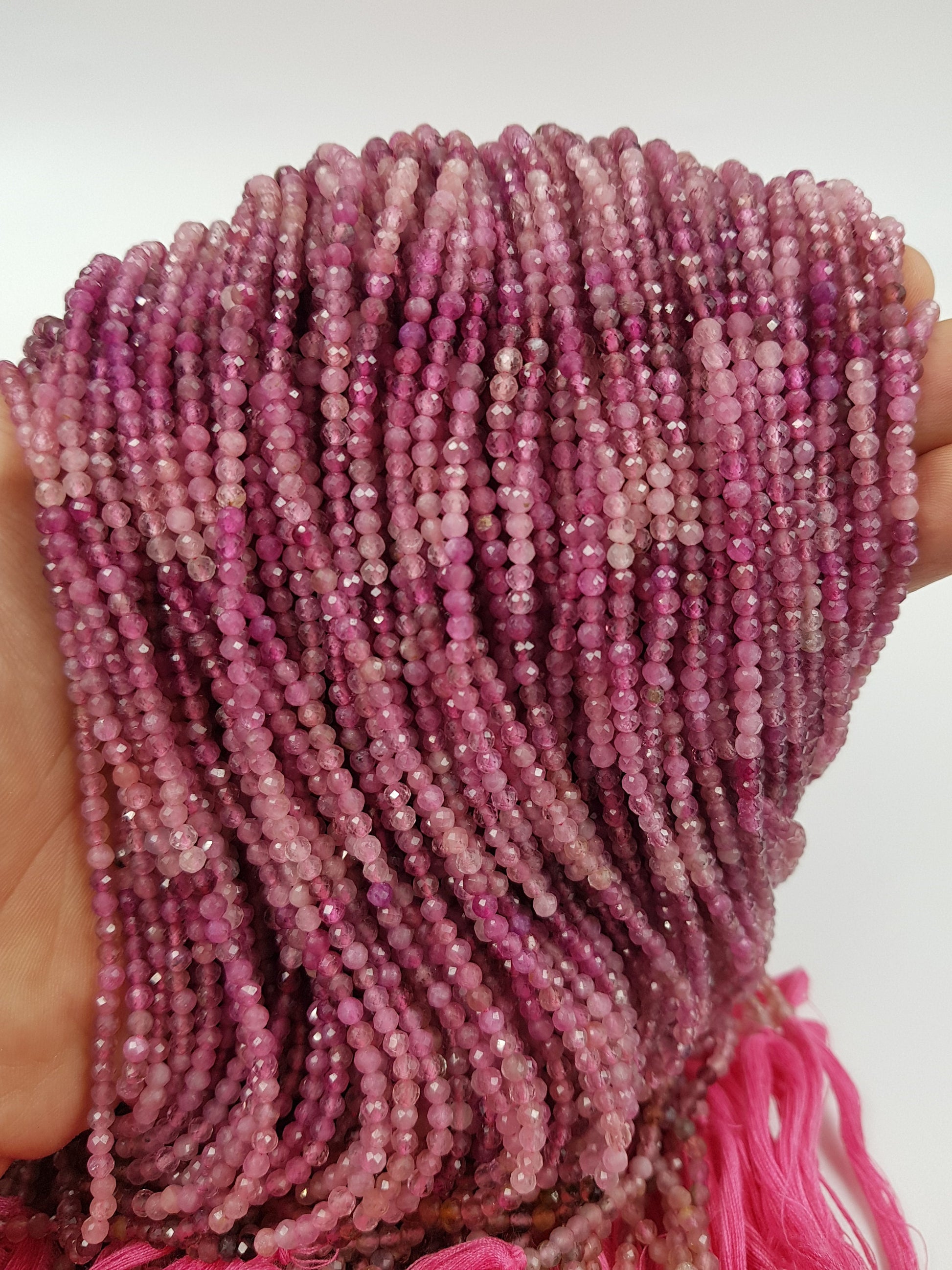 5 Strands Multi Shaded Tourmaline Rondelles, Faceted Beads, Pink Gemstone Beads, Jewelry Making Supplies 13 inch,Designer Supplies Bead