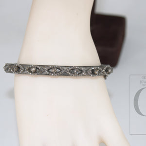 Antique Look Evil Eye Bangle Rosecut Pave Diamond Bangle Bracelet 925 Sterling Silver Handmade Finish Diamond Bangle Bracelet