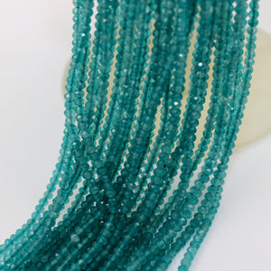 5 Strings Finest Quality And Colour Apatite Faceted Rondelles - Apetite Beads Wholesale  2mm- 2.5mm Size 13 Inches Length