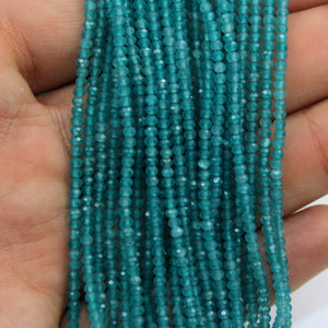 5 Strings Finest Quality And Colour Apatite Faceted Rondelles - Apetite Beads Wholesale  2mm- 2.5mm Size 13 Inches Length