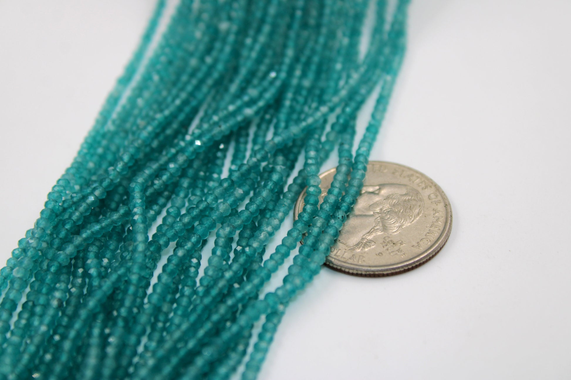 5 Strings Finest Quality And Colour Apatite Faceted Rondelles - Apetite Beads Wholesale  2mm- 2.5mm Size 13 Inches Length