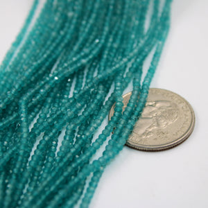 5 Strings Finest Quality And Colour Apatite Faceted Rondelles - Apetite Beads Wholesale  2mm- 2.5mm Size 13 Inches Length