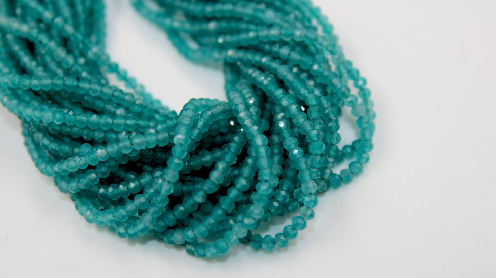 5 Strings Finest Quality And Colour Apatite Faceted Rondelles - Apetite Beads Wholesale  2mm- 2.5mm Size 13 Inches Length