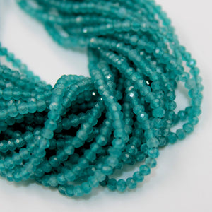 5 Strings Finest Quality And Colour Apatite Faceted Rondelles - Apetite Beads Wholesale  2mm- 2.5mm Size 13 Inches Length