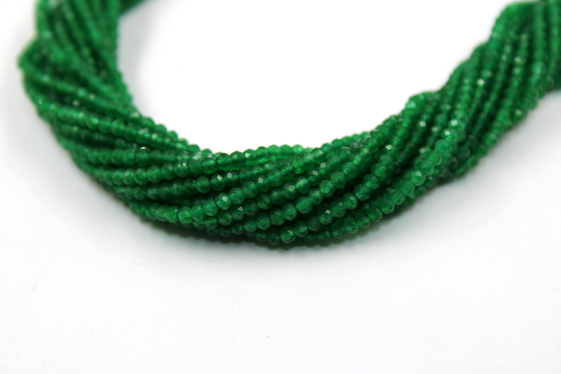 5 Strands Green Onyx Rondelles, Faceted Roundelles Beads, Green Onyx Gemstone beads, jewelry making supplies 2.5mm-3.00mm 13 inch Long