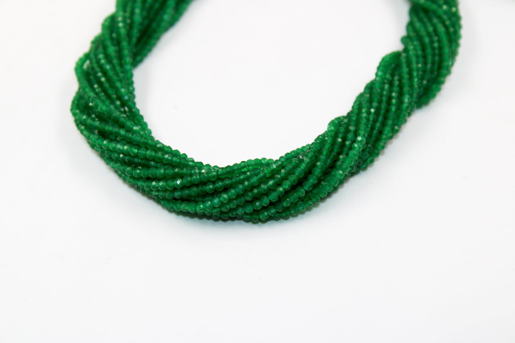 5 Strands Green Onyx Rondelles, Faceted Roundelles Beads, Green Onyx Gemstone beads, jewelry making supplies 2.5mm-3.00mm 13 inch Long