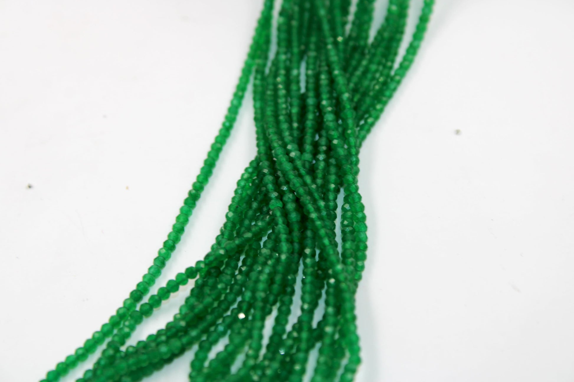 5 Strands Green Onyx Rondelles, Faceted Roundelles Beads, Green Onyx Gemstone beads, jewelry making supplies 2.5mm-3.00mm 13 inch Long
