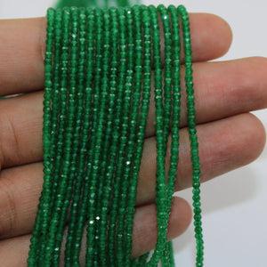 5 Strands Green Onyx Rondelles, Faceted Roundelles Beads, Green Onyx Gemstone beads, jewelry making supplies 2.5mm-3.00mm 13 inch Long