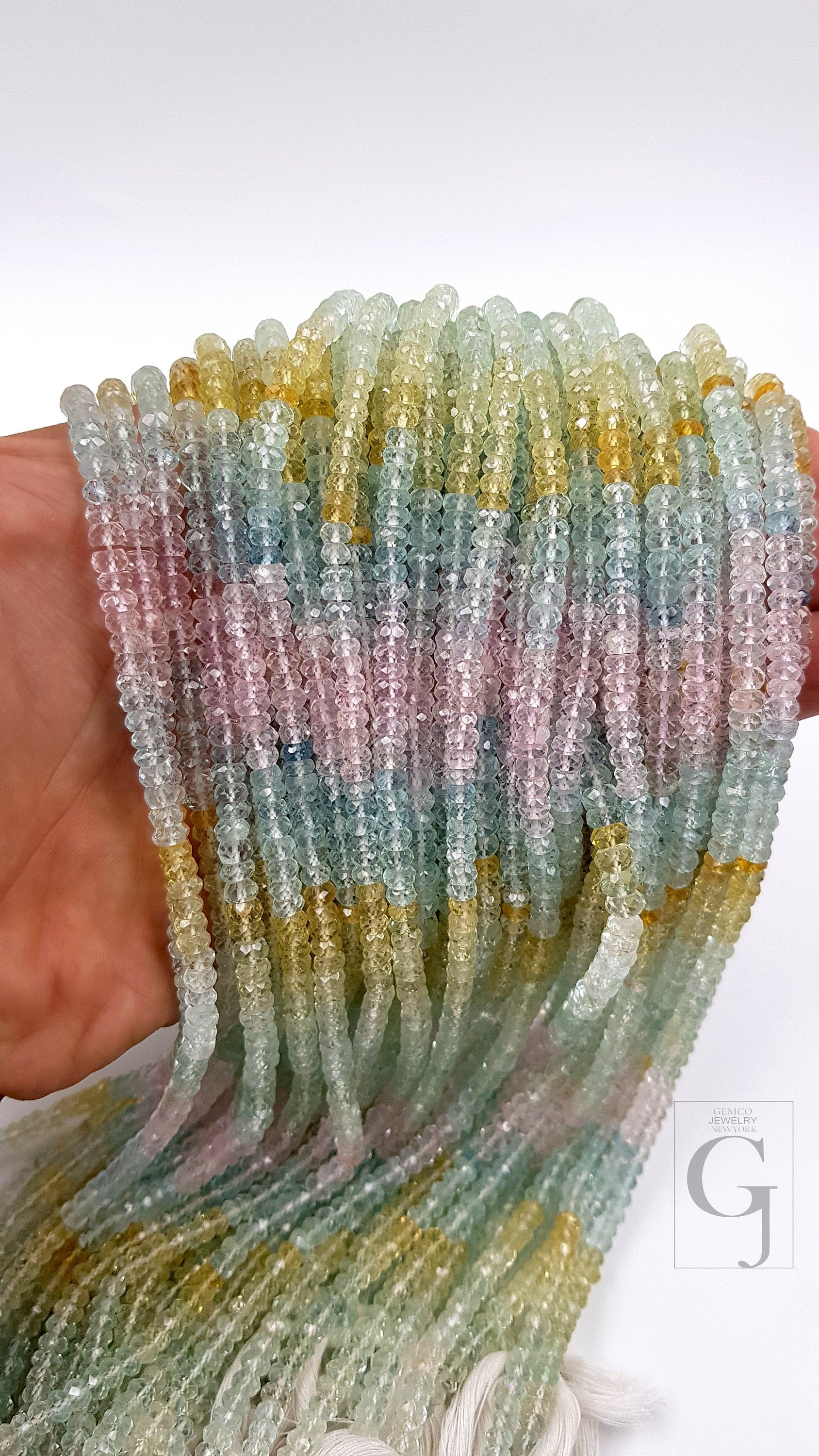 AAA quality multi shaded aquamarine stone beads size 5mm - 6mm hole size 0.5mm-0.6mm string size 13&quot; to 16&quot; available in stock ,stone beads