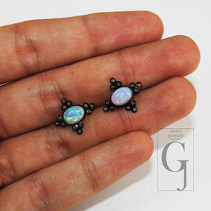 Opal studs earring Pave rosecut diamond 925 sterling silver handmade very beautiful  diamond pave stud earrings