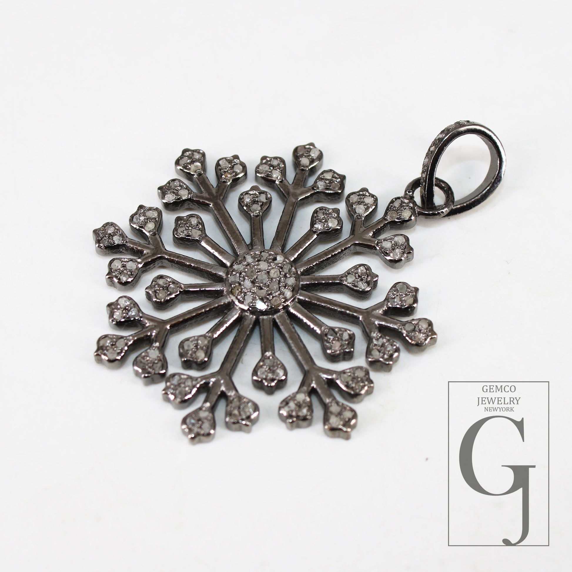 Beautiful Snowflake Designer Pendant Rosecut Pave Diamond Pendant 925 Sterling Silver Handmade Finish Diamond Charms Necklace Pendant