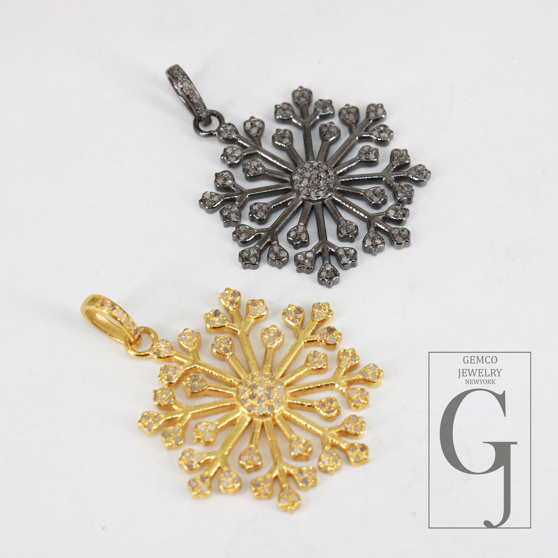 Beautiful Snowflake Designer Pendant Rosecut Pave Diamond Pendant 925 Sterling Silver Handmade Finish Diamond Charms Necklace Pendant