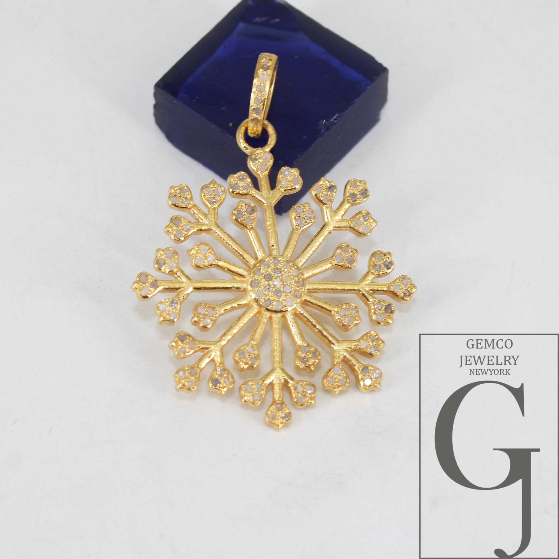 Beautiful Snowflake Designer Pendant Rosecut Pave Diamond Pendant 925 Sterling Silver Handmade Finish Diamond Charms Necklace Pendant