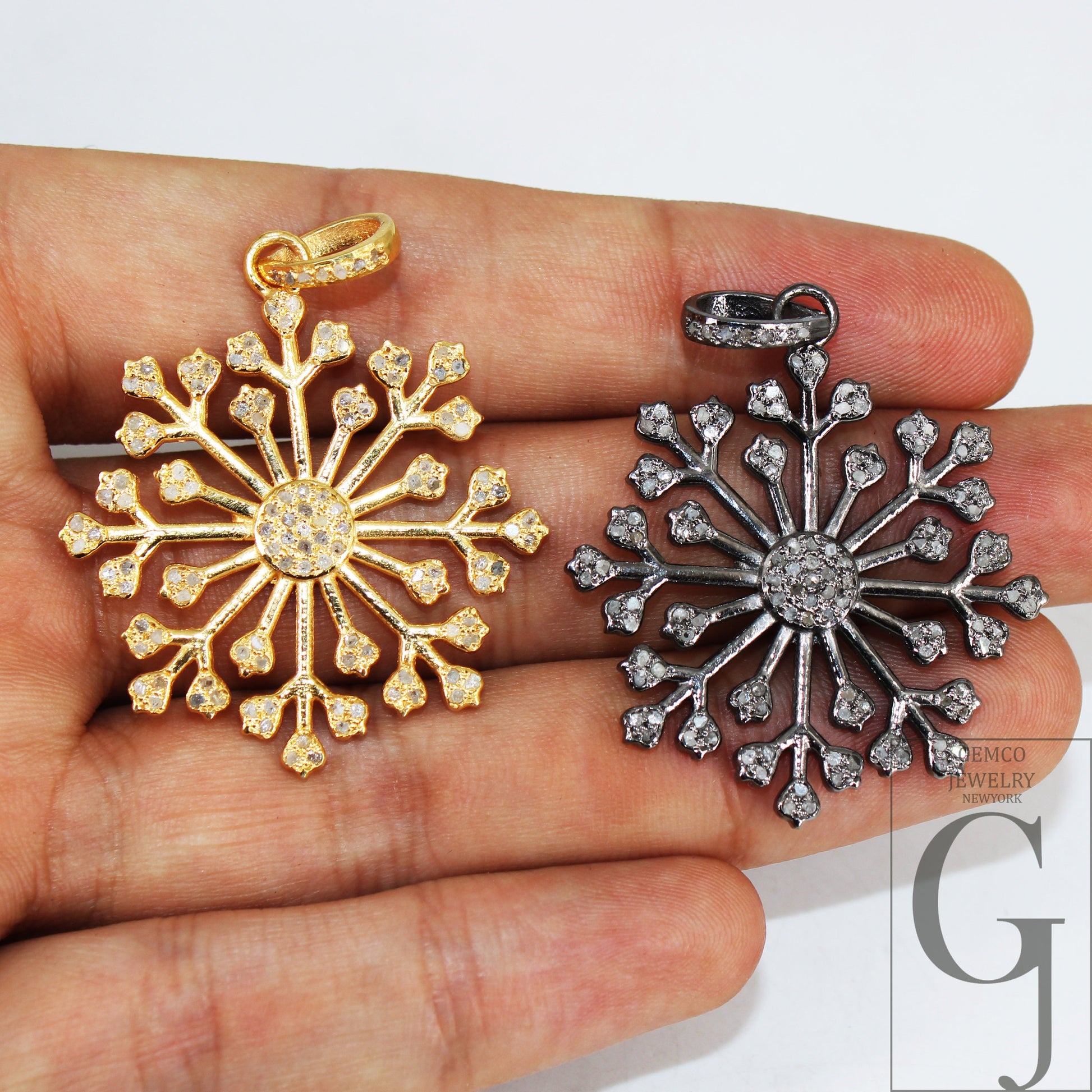 Beautiful Snowflake Designer Pendant Rosecut Pave Diamond Pendant 925 Sterling Silver Handmade Finish Diamond Charms Necklace Pendant