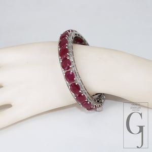 1pc white finish red Ruby bangle Rosecut pave diamond bangle bracelet 925 sterling silver handmade finish diamond bangle bracelet jewelry