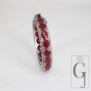 1pc white finish red Ruby bangle Rosecut pave diamond bangle bracelet 925 sterling silver handmade finish diamond bangle bracelet jewelry