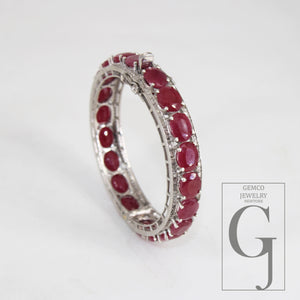 1pc white finish red Ruby bangle Rosecut pave diamond bangle bracelet 925 sterling silver handmade finish diamond bangle bracelet jewelry