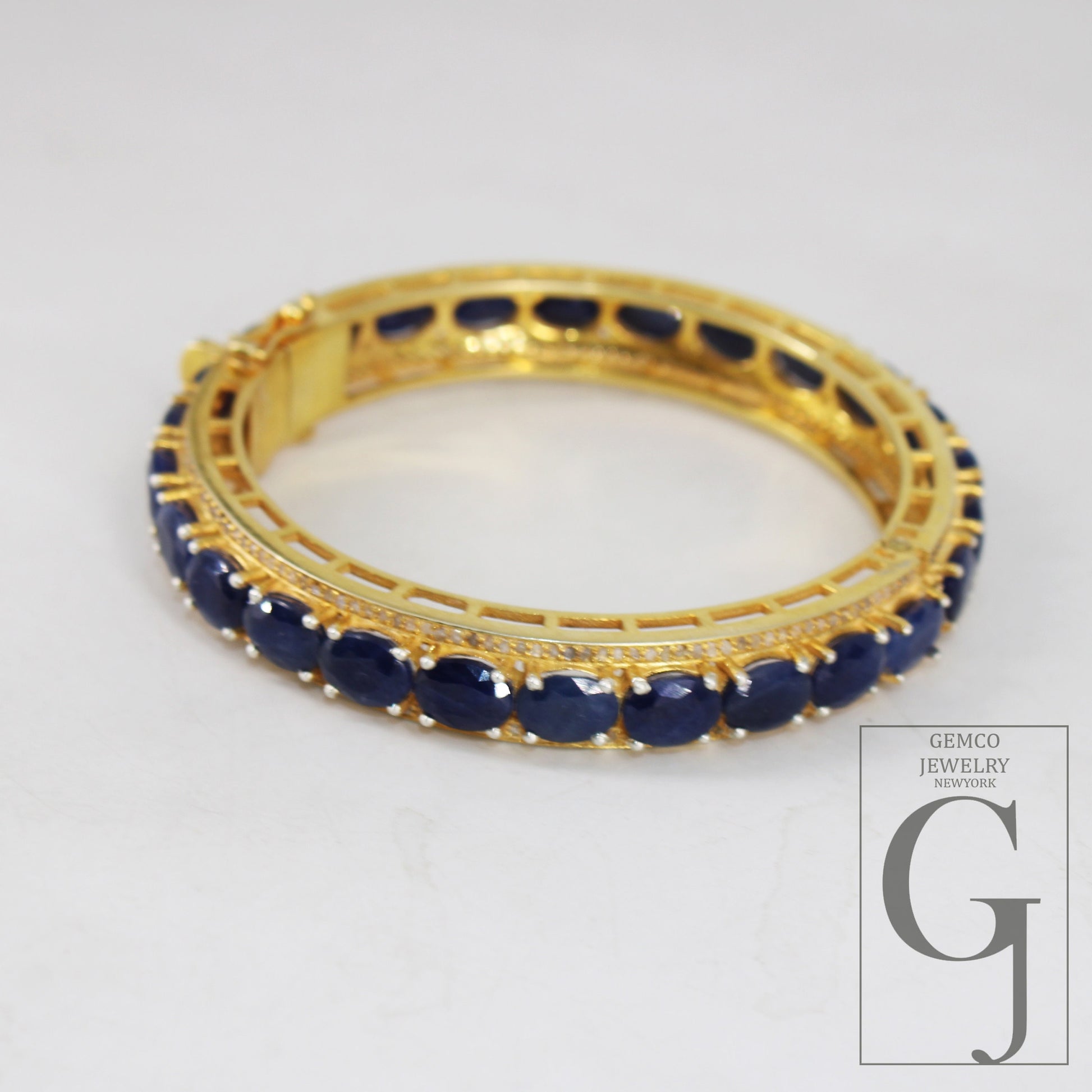 Beautiful 14k gold blue sapphire bangle Rosecut pave diamond bangle bracelet sterling silver handmade finish diamond bangle bracelet jewelry