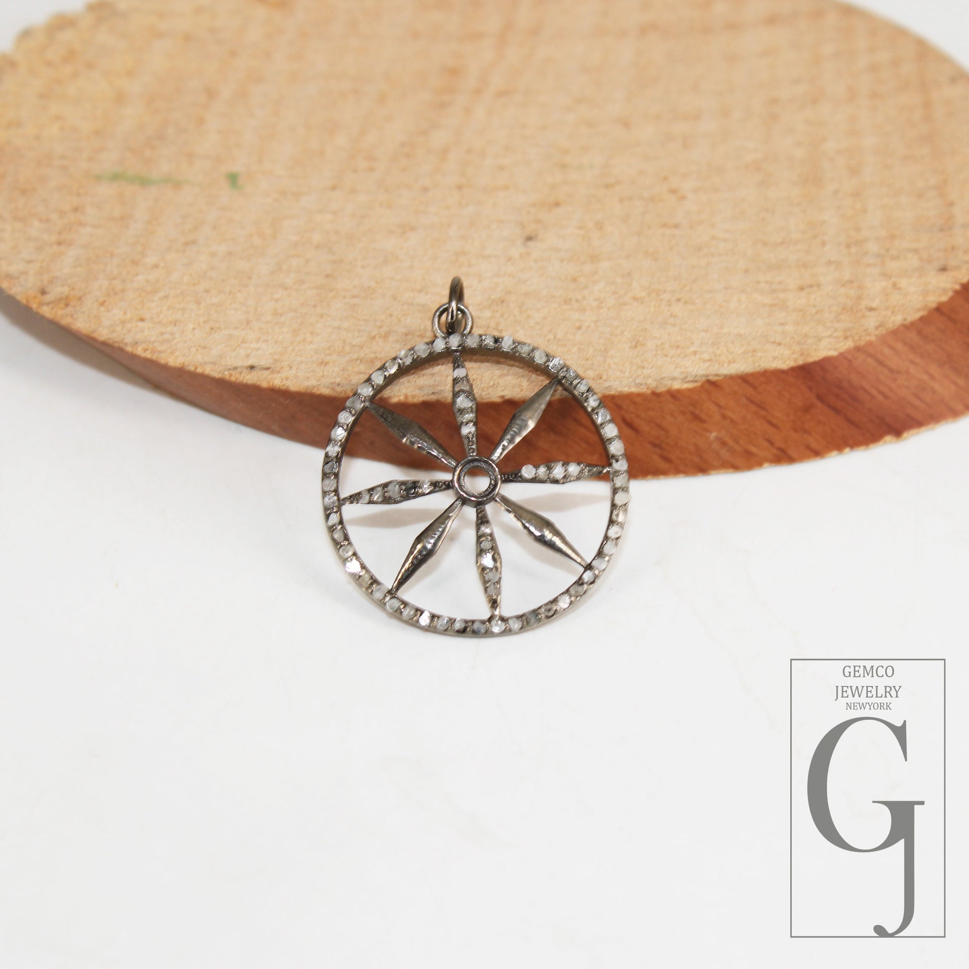 Very beautiful designer Rosecut pave diamond pendant 925 sterling silver handmade finish diamond charms necklace pendant