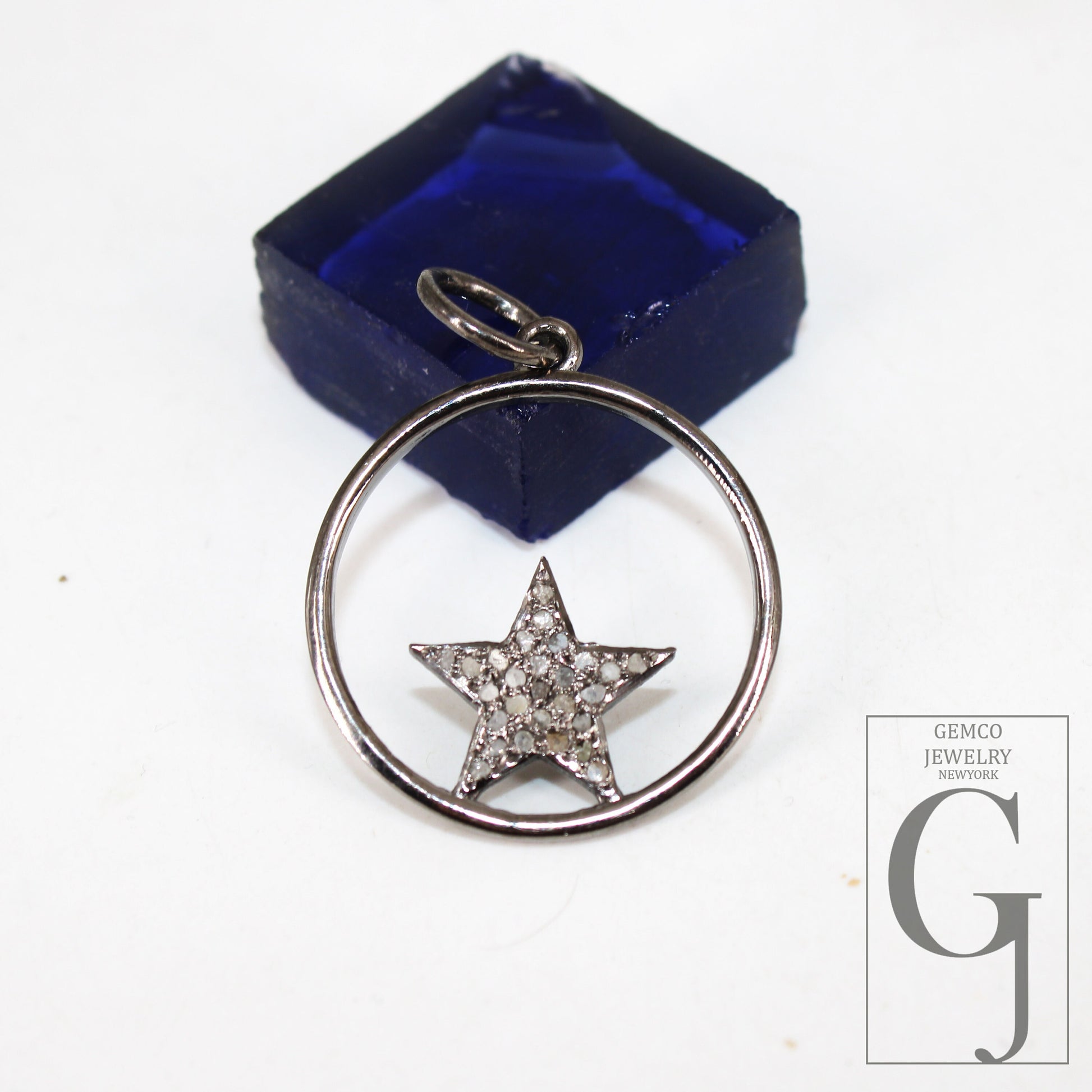 Antique Finish Star Pendant Designer Rosecut Pave Diamond Pendant 925 Sterling Silver Handmade Finish Diamond Charms Necklace Pendant