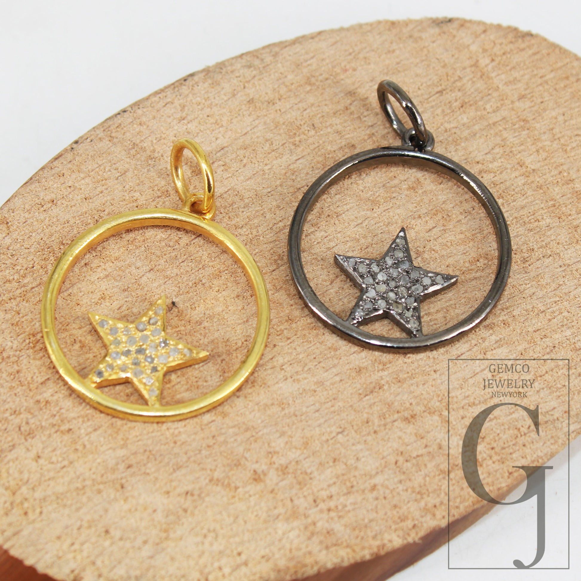 Antique Finish Star Pendant Designer Rosecut Pave Diamond Pendant 925 Sterling Silver Handmade Finish Diamond Charms Necklace Pendant