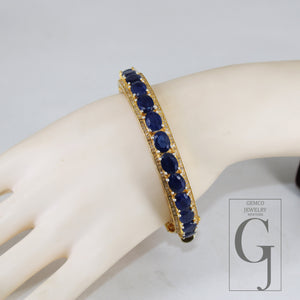 Beautiful 14k gold blue sapphire bangle Rosecut pave diamond bangle bracelet sterling silver handmade finish diamond bangle bracelet jewelry