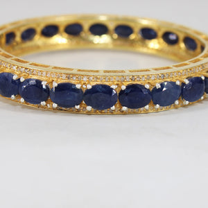 Beautiful 14k gold blue sapphire bangle Rosecut pave diamond bangle bracelet sterling silver handmade finish diamond bangle bracelet jewelry