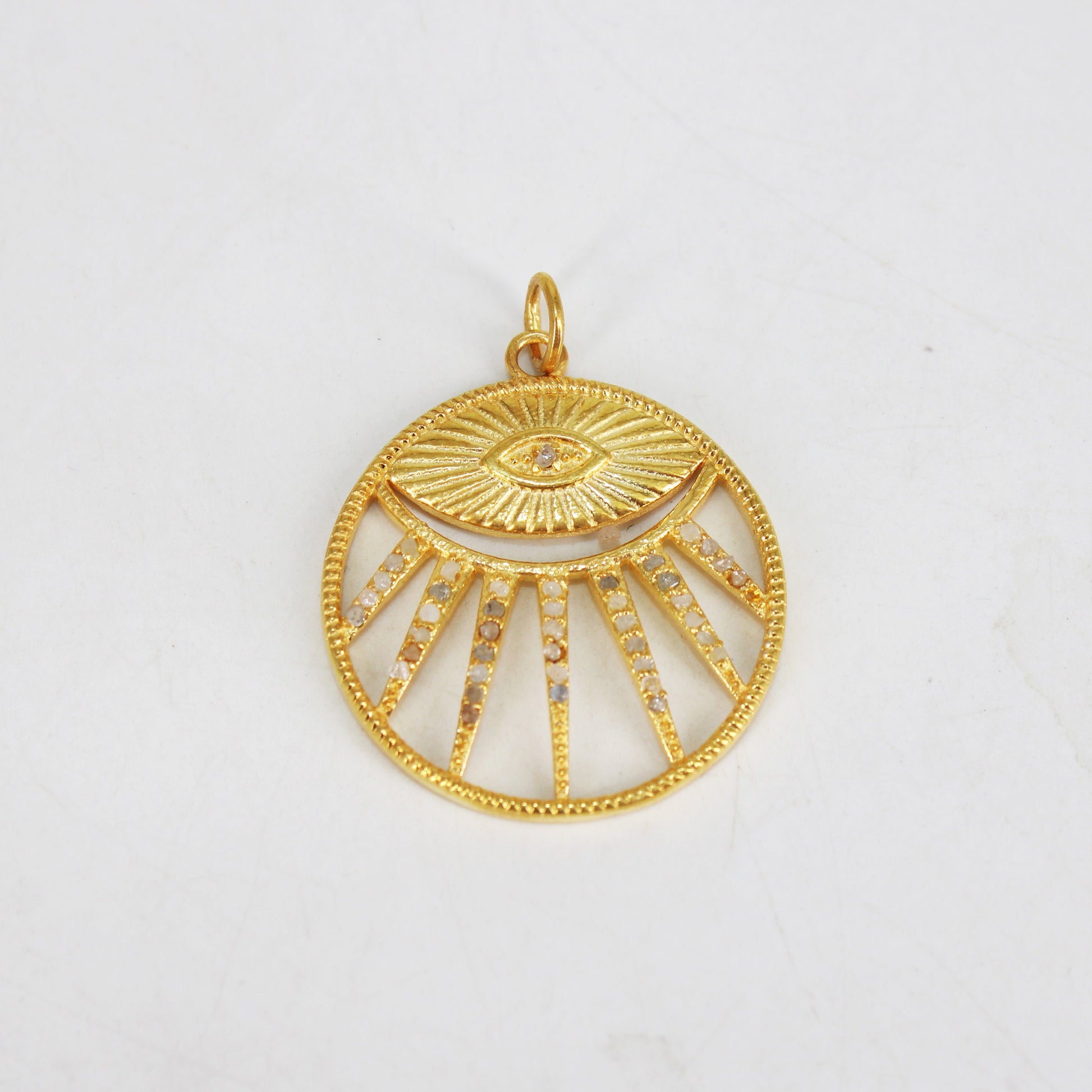 14k gold finish evil eye pendant designer Rosecut pave diamond pendant 925 sterling silver handmade finish diamond charms necklace pendant