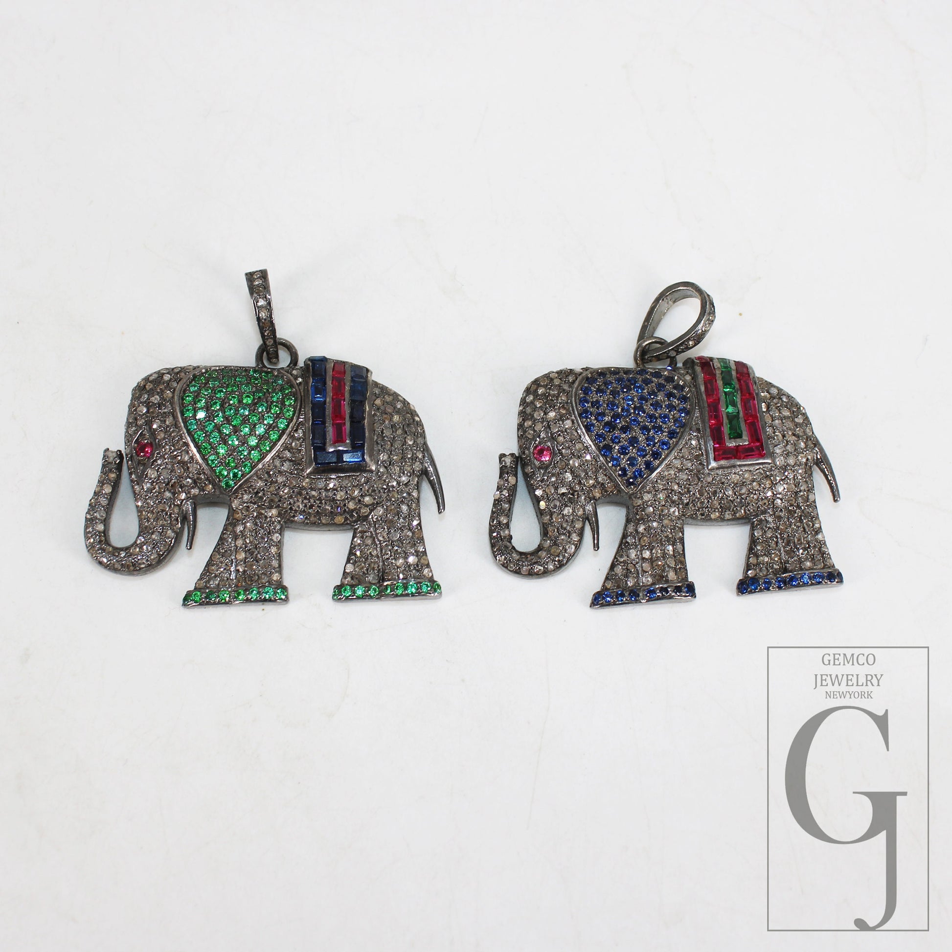 Beautiful Designed Elephant Shaped Rosecut Pave Diamond Pendant 925 Sterling Silver Handmade Finish Diamond Pendant Jewelry
