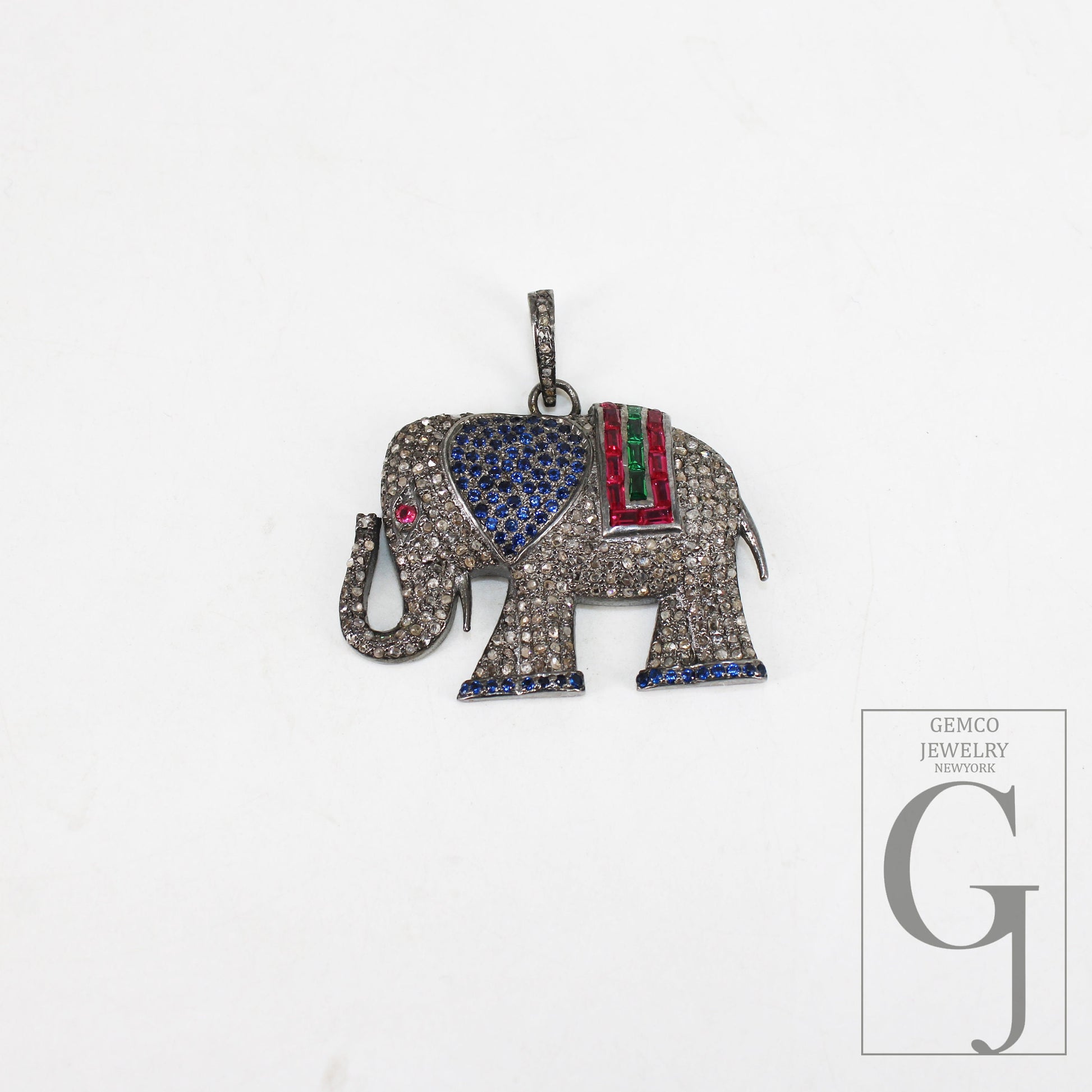 Beautiful Designed Elephant Shaped Rosecut Pave Diamond Pendant 925 Sterling Silver Handmade Finish Diamond Pendant Jewelry