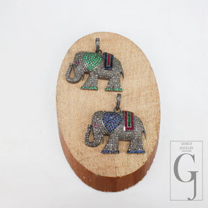 Beautiful Designed Elephant Shaped Rosecut Pave Diamond Pendant 925 Sterling Silver Handmade Finish Diamond Pendant Jewelry