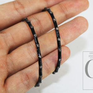 Black Enamel Hoop Earring Designer Hoop Earring Rosecut Pave Diamond Earring 925 Sterling Silver Handmade Silver Finish Diamond Boho Earring