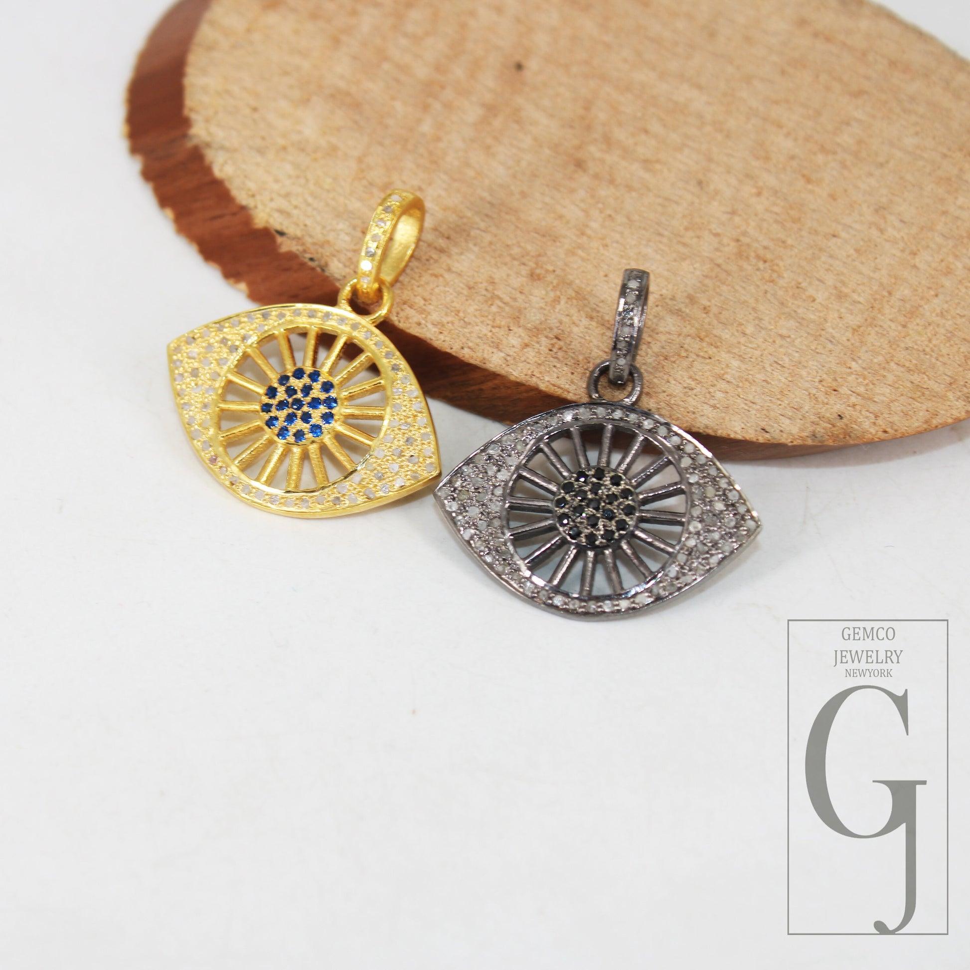 Very Beautiful Designer Eye Sun Pendant Rosecut Pave Diamond Pendant 925 Sterling Silver Handmade Finish Diamond Charms Necklace Pendant