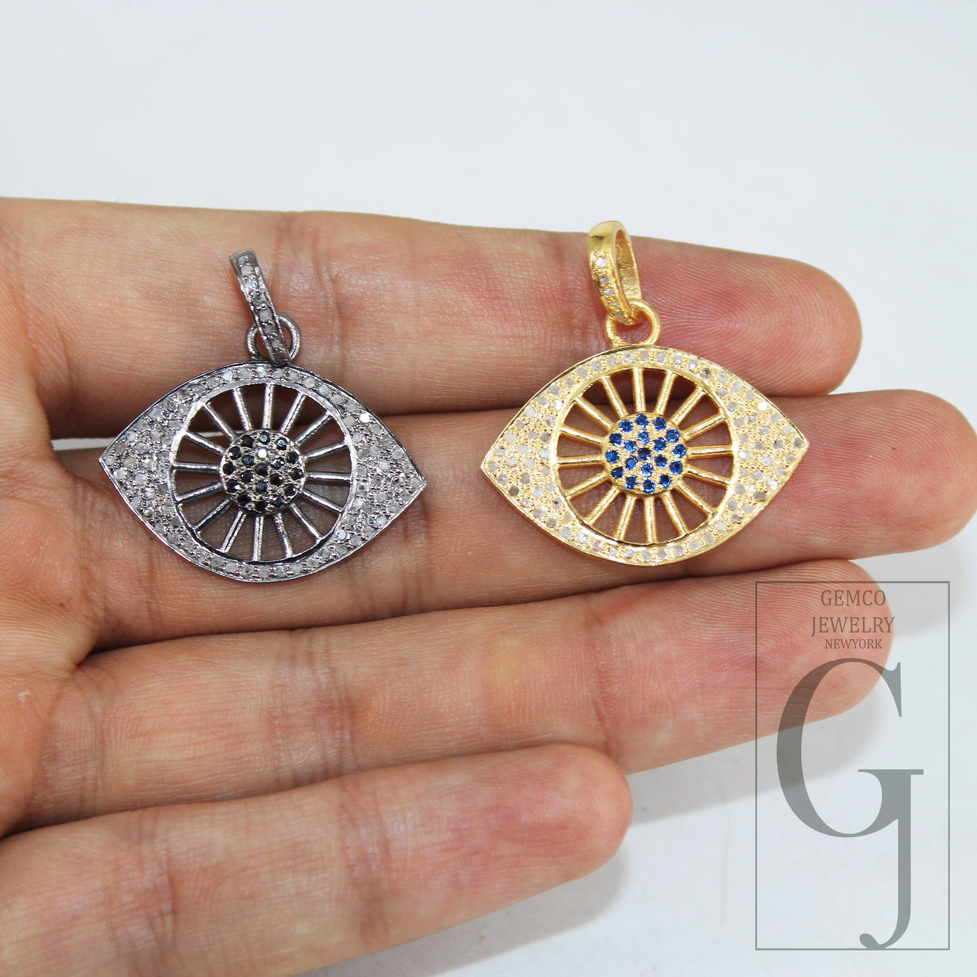 Very Beautiful Designer Eye Sun Pendant Rosecut Pave Diamond Pendant 925 Sterling Silver Handmade Finish Diamond Charms Necklace Pendant