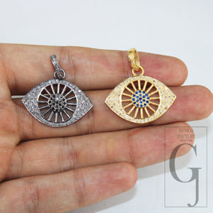 Very Beautiful Designer Eye Sun Pendant Rosecut Pave Diamond Pendant 925 Sterling Silver Handmade Finish Diamond Charms Necklace Pendant