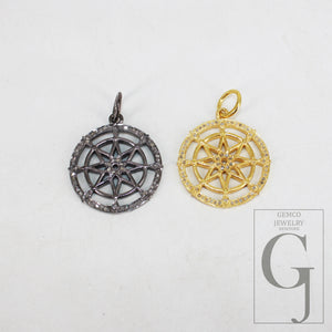 Antique Finish Star Pendant Designer Rosecut Pave Diamond Pendant 925 Sterling Silver Handmade Finish Diamond Charms Necklace Pendant