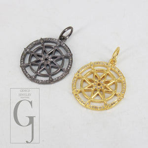 Antique Finish Star Pendant Designer Rosecut Pave Diamond Pendant 925 Sterling Silver Handmade Finish Diamond Charms Necklace Pendant