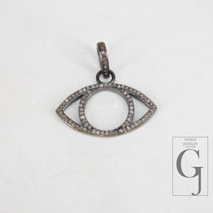 Beautiful Evil Eye Pendant Designer Rosecut Pave Diamond Pendant 925 Sterling Silver Handmade Finish Diamond Charms Necklace Pendant