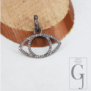Beautiful Evil Eye Pendant Designer Rosecut Pave Diamond Pendant 925 Sterling Silver Handmade Finish Diamond Charms Necklace Pendant