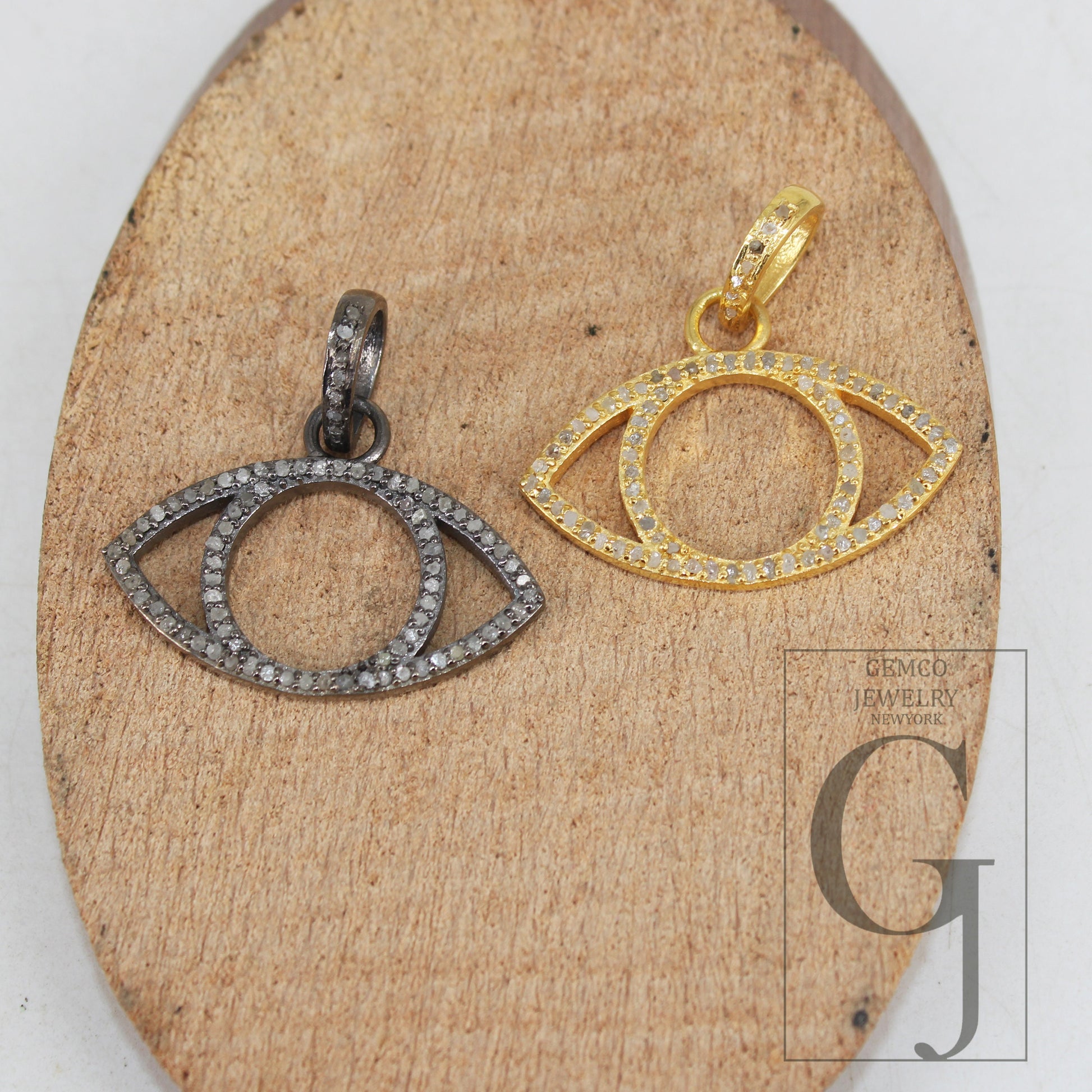 Beautiful Evil Eye Pendant Designer Rosecut Pave Diamond Pendant 925 Sterling Silver Handmade Finish Diamond Charms Necklace Pendant
