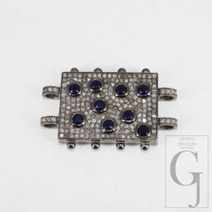 New Designer Blue Sapphire Diamond Bracelet Connector Handmade 925 Sterling Silver Jewelry Pave Diamond Accessories Also In Opal & Tanzanite