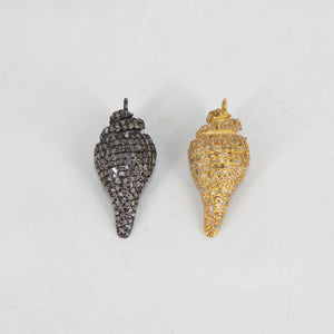Very Beautiful seashell designer Rosecut full pave diamond pendant 925 sterling silver handmade finish diamond charms necklace pendant